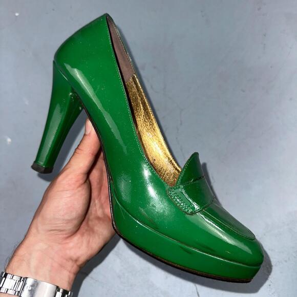 Boden Shoes - Boden Shoes Women's Size 41 Green Casadei Heel Pump Made In Italy Patent Leather